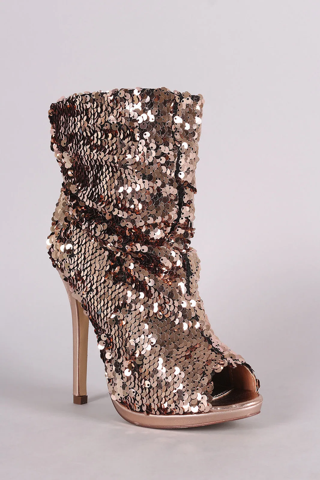 Liliana Sequin Slouchy Peep Toe Stiletto Ankle Boots