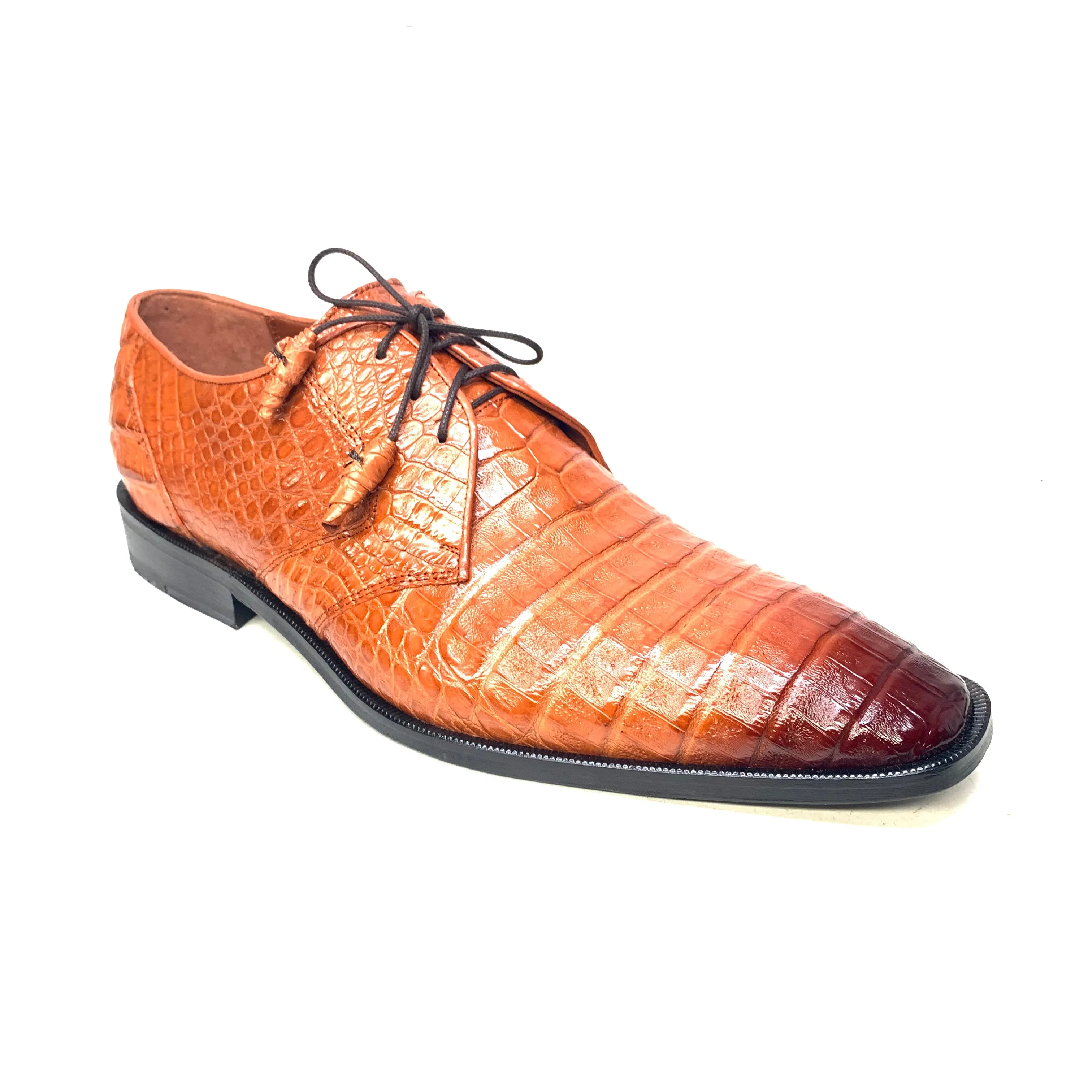 Los Altos Cognac All-Over Crocodile Lace Up Dress Shoes