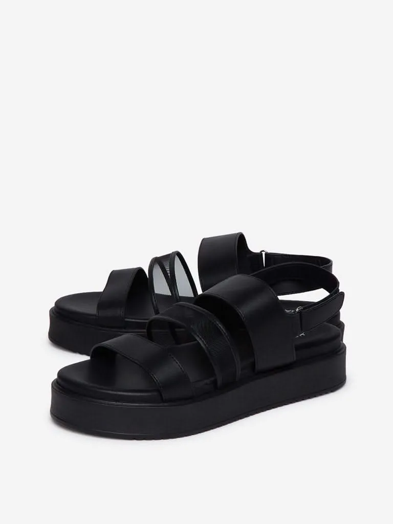 LUNA BLU Black Platform Heeled Sandals