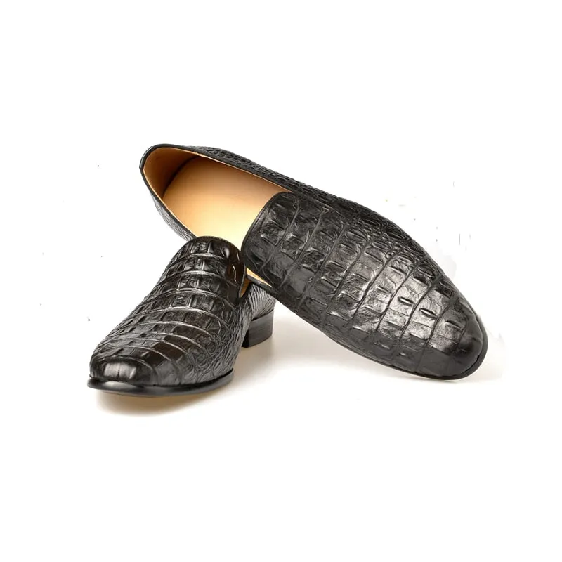 Luxury CrocTex Pointed Toe Slip-On Loafers