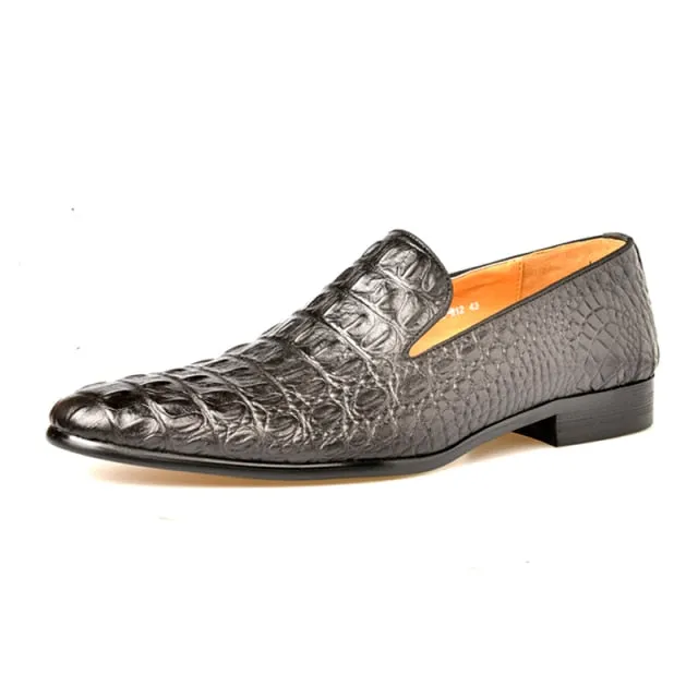 Luxury CrocTex Pointed Toe Slip-On Loafers