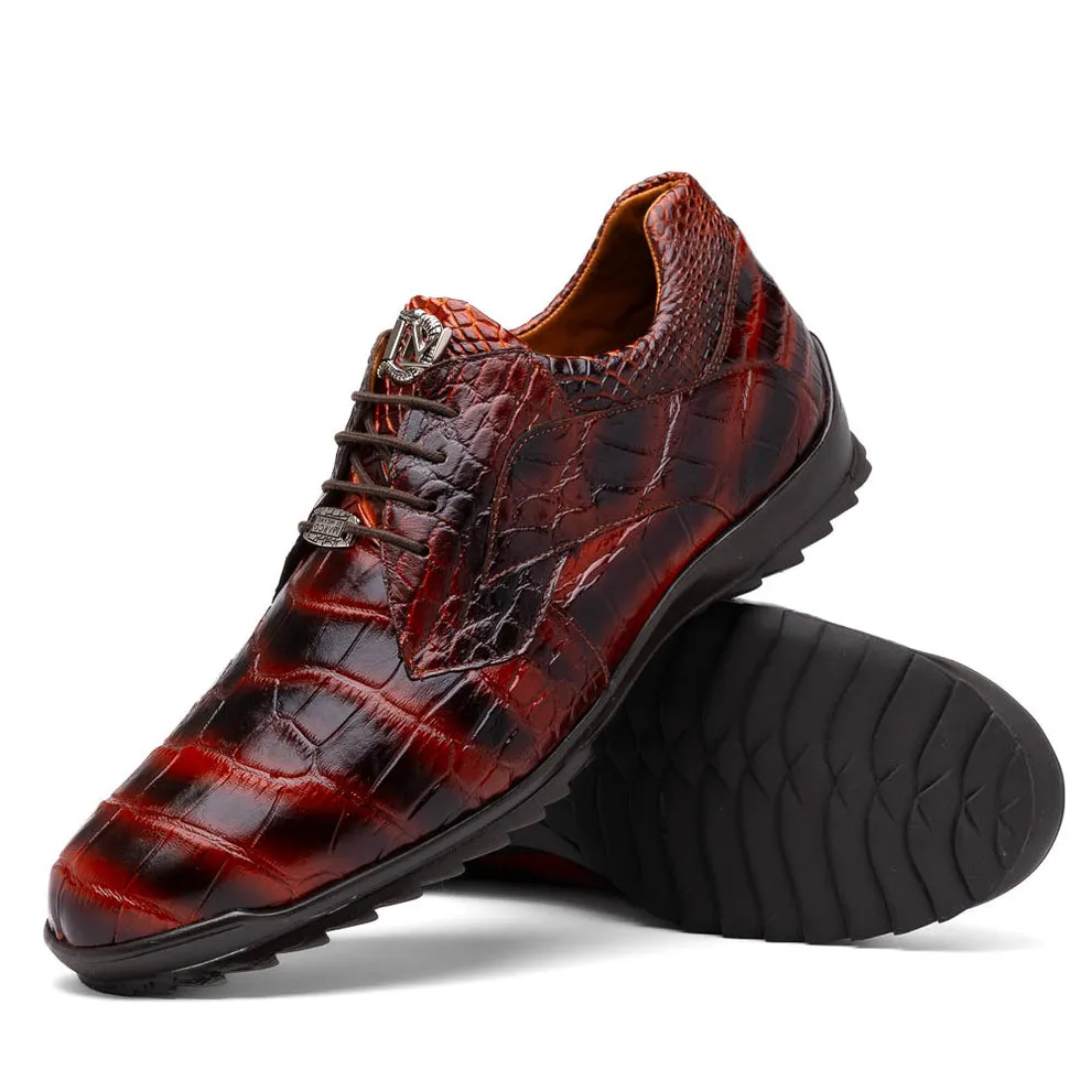 Marco Di Milano Vulcan Men's Shoes Exotic Alligator Derby Sneakers (MDM1195)