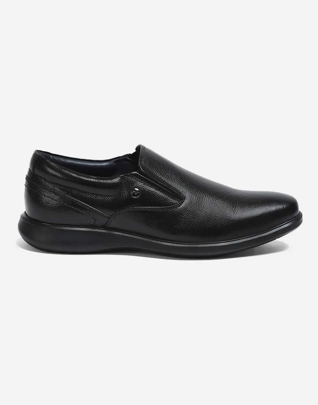 Men Black Genuine Leather Slip on Shoes