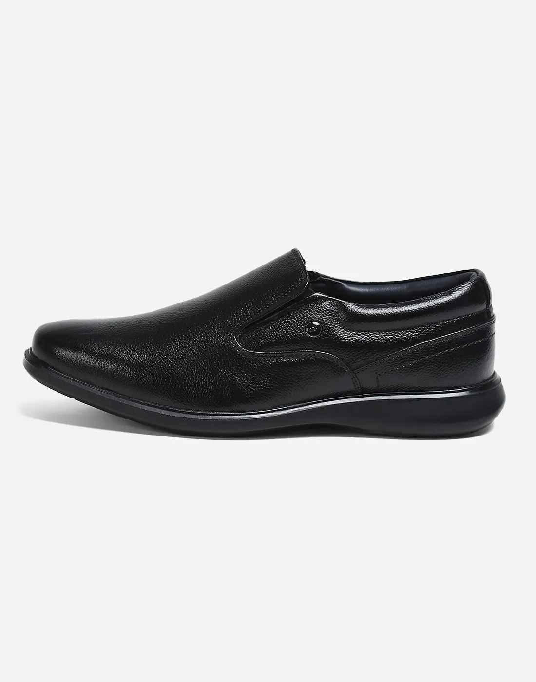 Men Black Genuine Leather Slip on Shoes