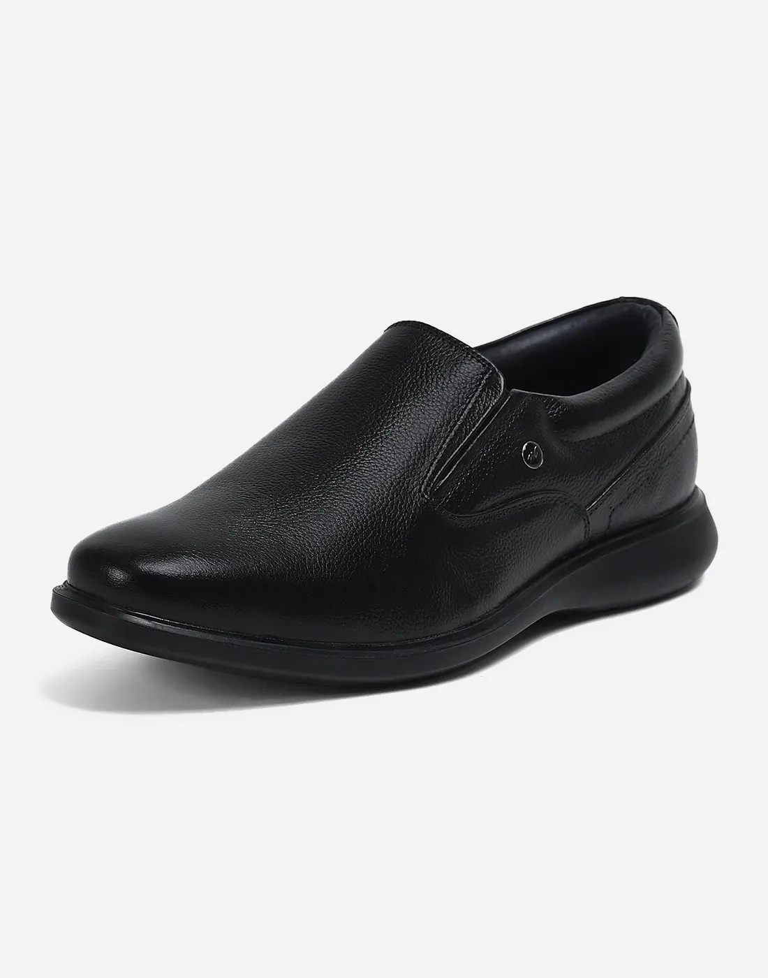 Men Black Genuine Leather Slip on Shoes