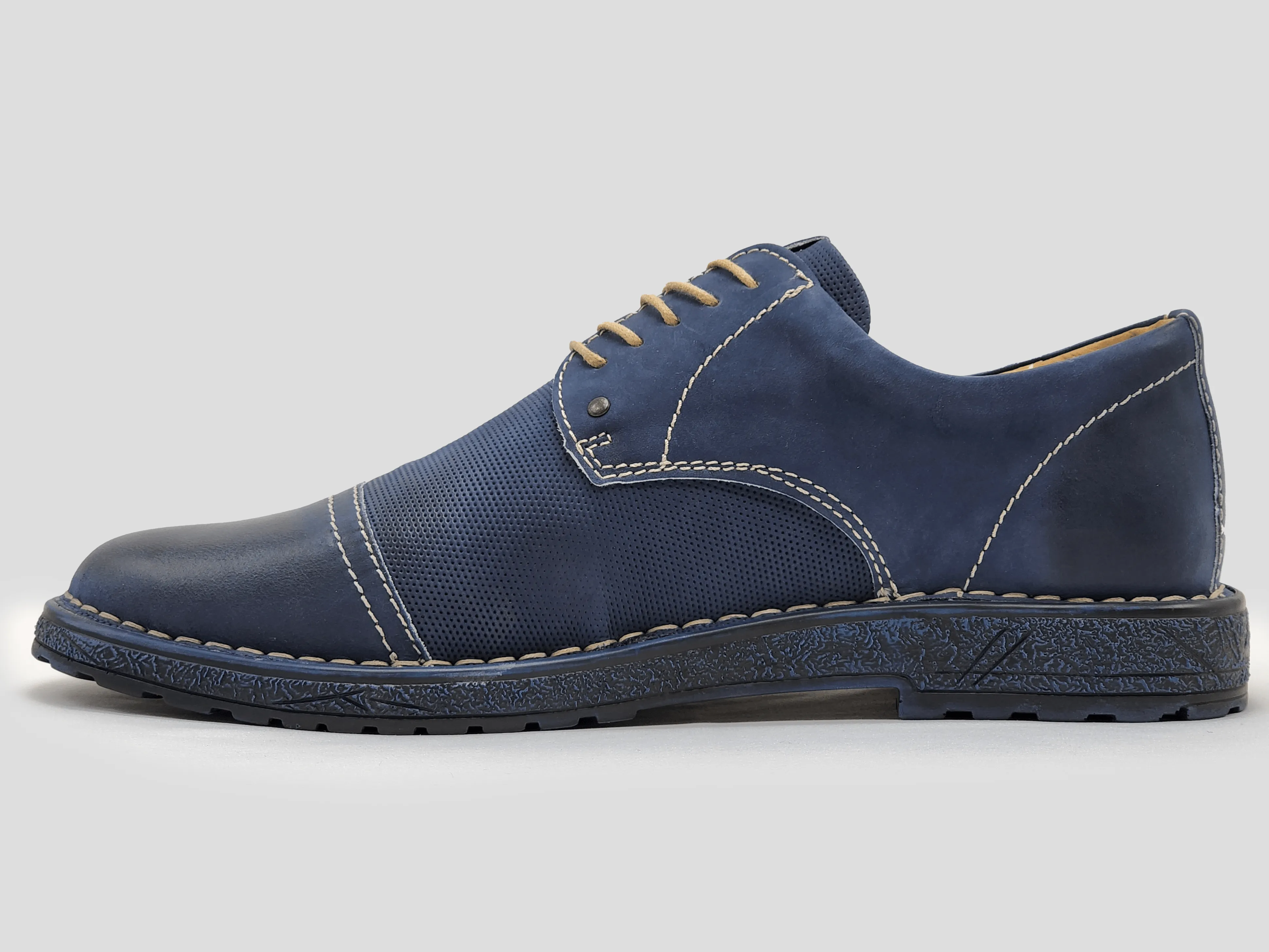 Men's Derby Toe-Cap Leather Dress Shoes - Blue