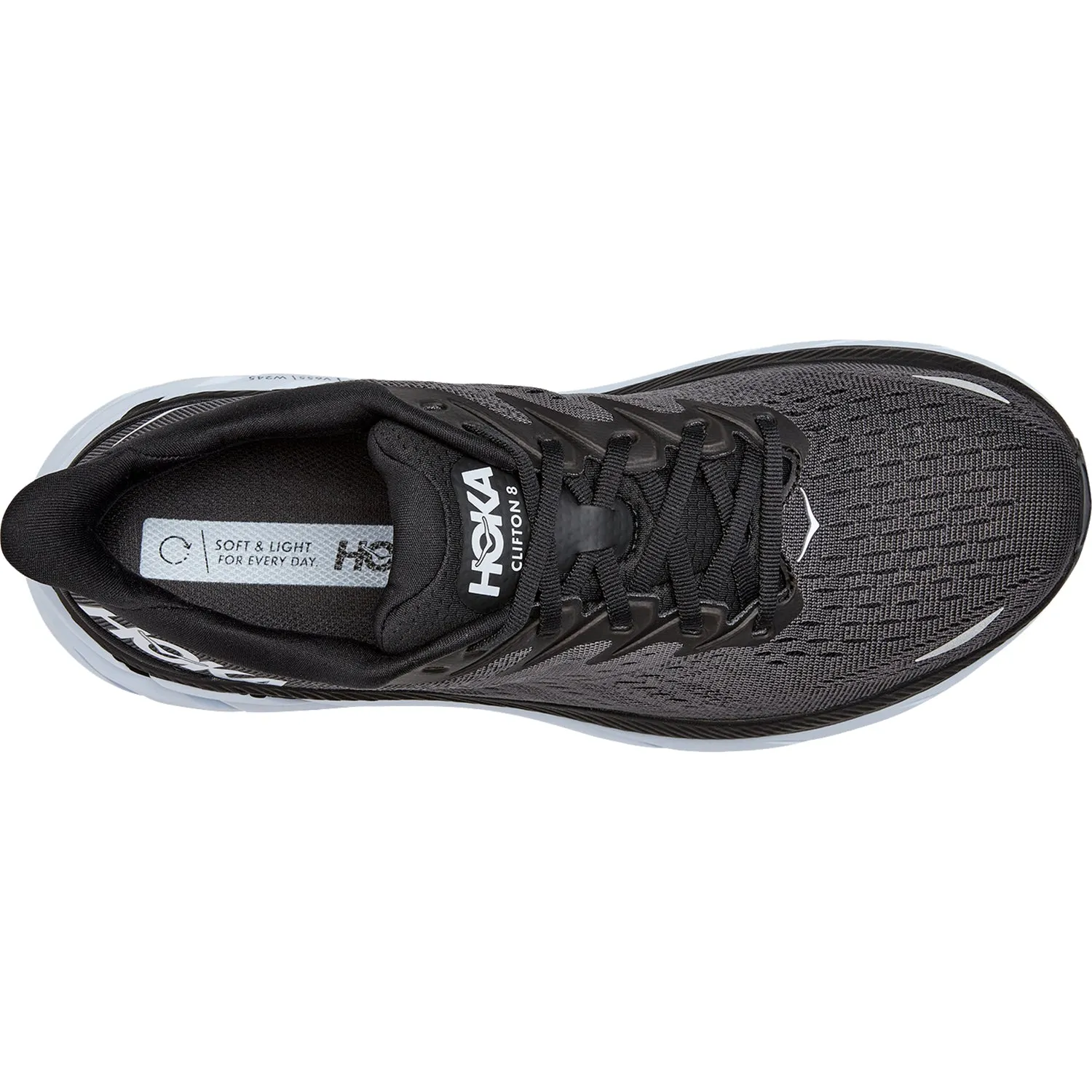 Men's Hoka Clifton 8 Black/White Mesh