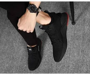 Men's Latest and Stylish Black Mesh Lace-up Casual Sneaker Shoes