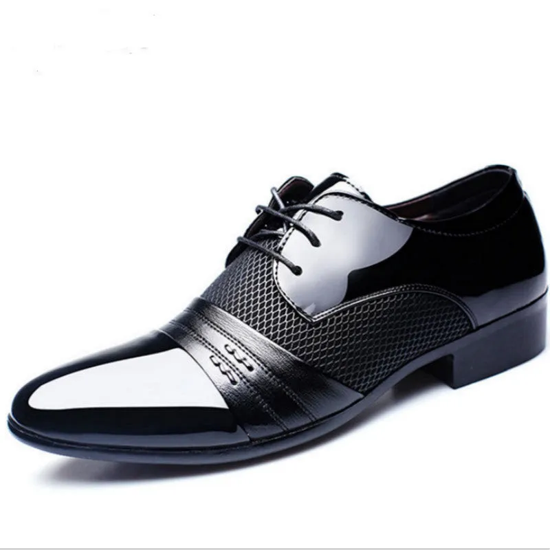 Men's Patent Leather Oxford Shoes, Formal Dress Shoes For Wedding Party Office