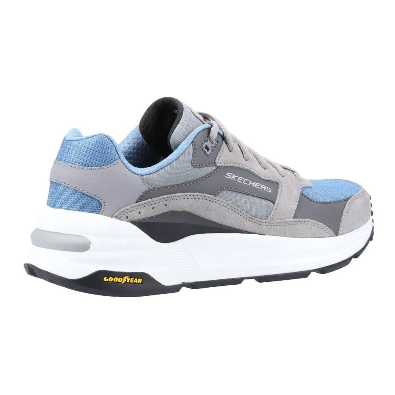 Men's Wide Fit Skechers 237200 Global Jogger Trainers - Grey/Blue