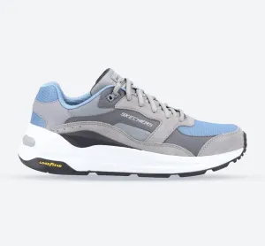 Men's Wide Fit Skechers 237200 Global Jogger Trainers - Grey/Blue