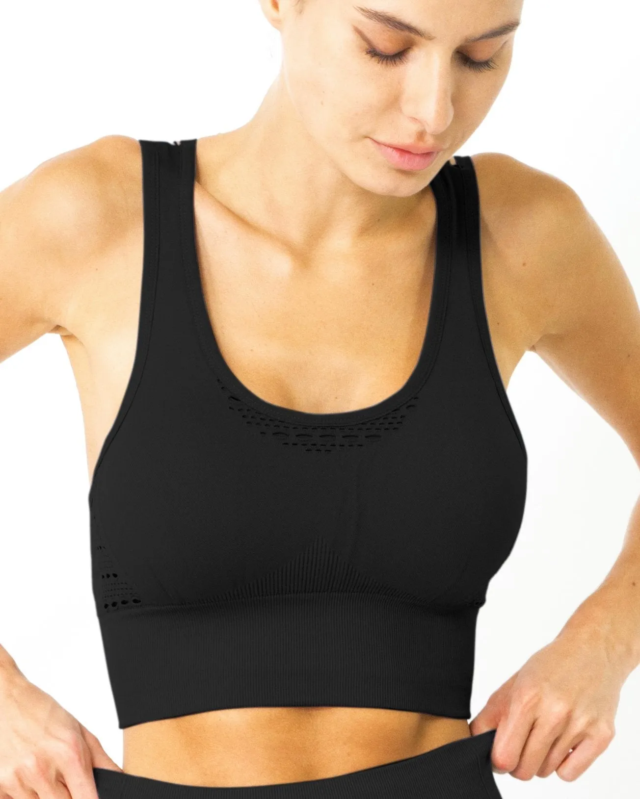 Mesh Seamless Bra- Black