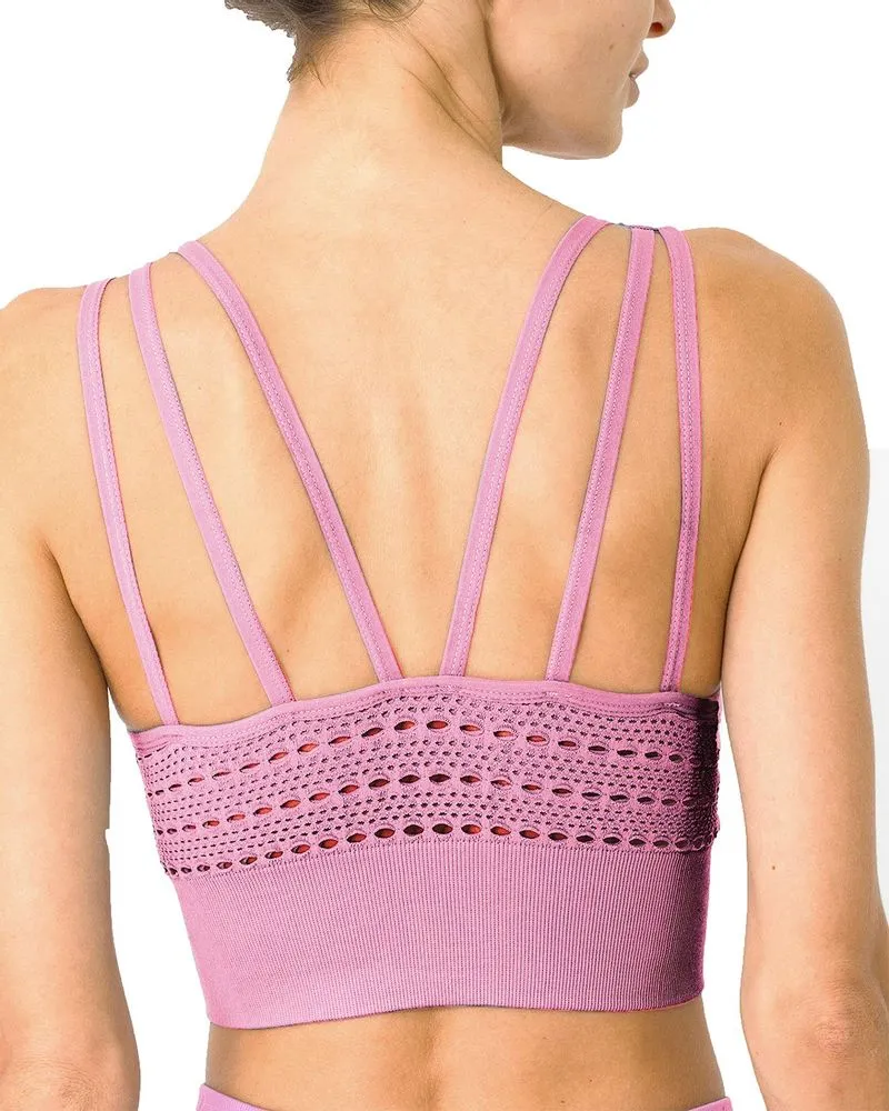 Mesh Seamless Bra with Cutouts - Pink