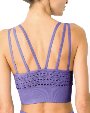 Mesh Seamless Bra with Cutouts - Purple