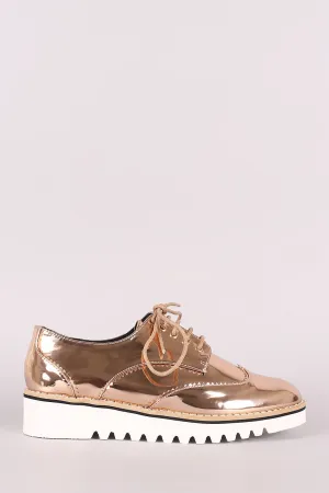 Mirror Metallic Lug Sole Lace Up Oxford