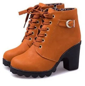 New brand platform high heel single shoes vintage Women Motorcycle Boots Martin Boots