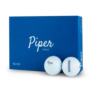 Piper Golf Premium Golf Balls for Maximum Distance, Straight Shots, and Eliminating Slice | 1 Dozen (12-Balls) | Custom Alignment Golf Ball Marker | Blue