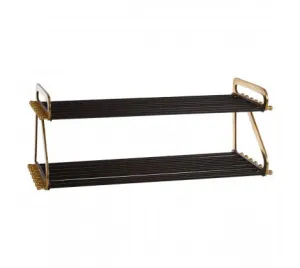 Premium Black and Gold 2 Tier Shoe Rack