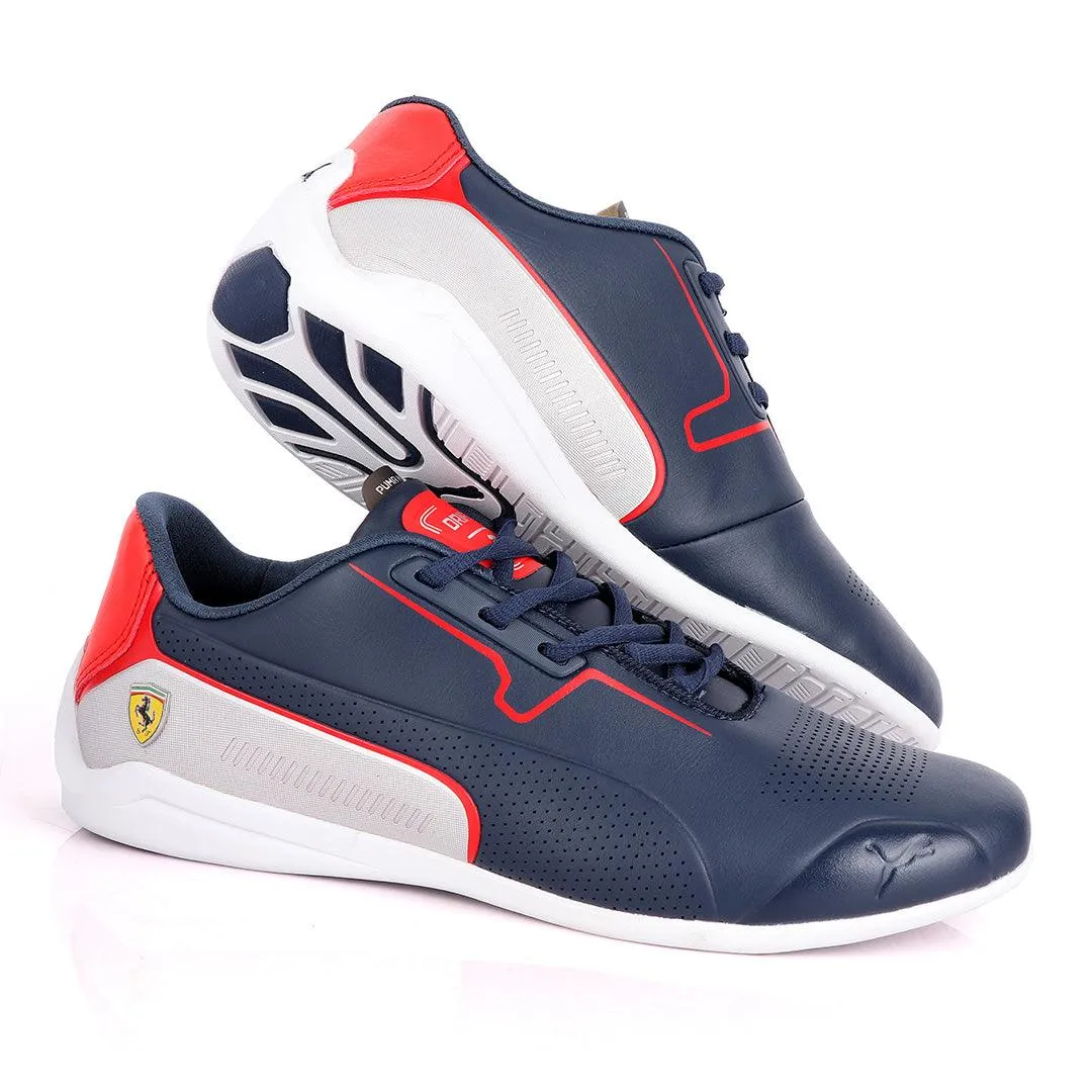 Puma Motor Sport Drift Cat Navy Blue Silver Leather Sneakers