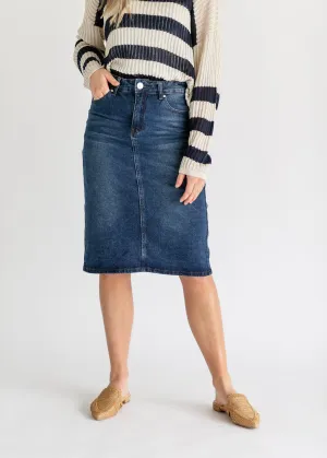 Remi Dark Wash Denim Midi Skirt - FINAL SALE