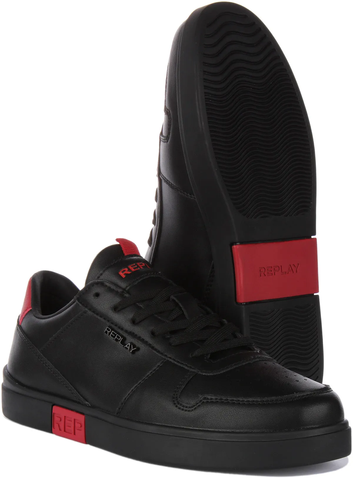 Replay Polaris Court In Black Red For Men