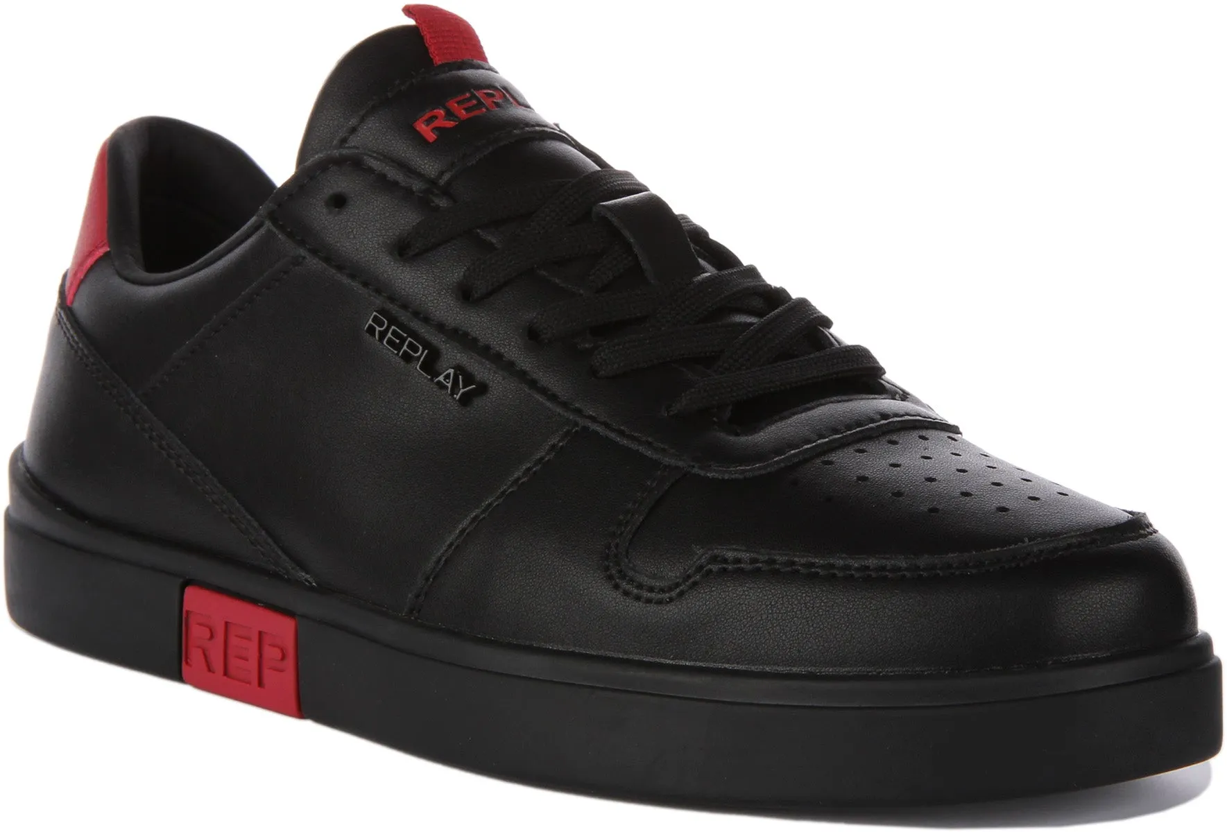 Replay Polaris Court In Black Red For Men