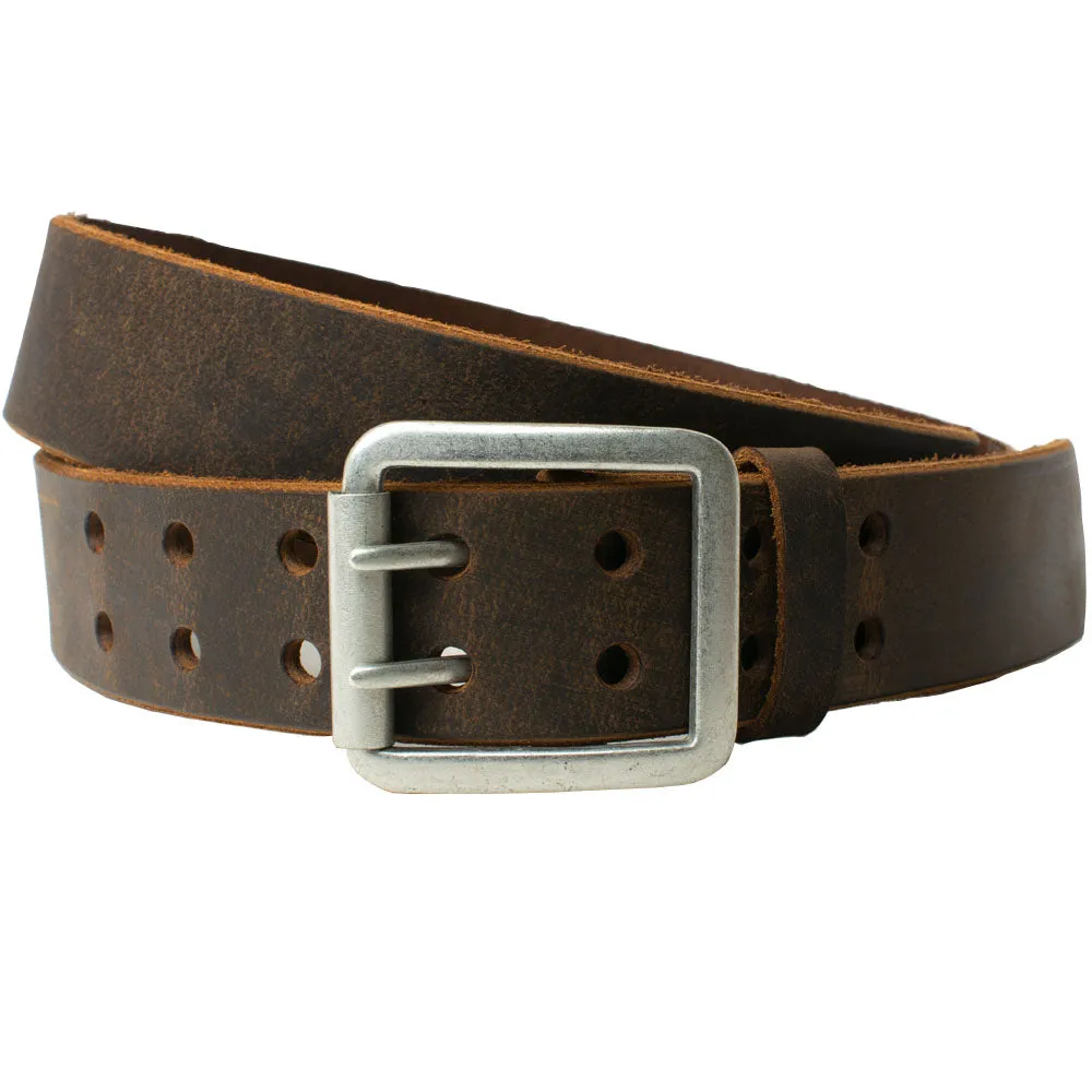 Ridgeline Trail Brown Distressed Leather Belt by Nickel Smart®