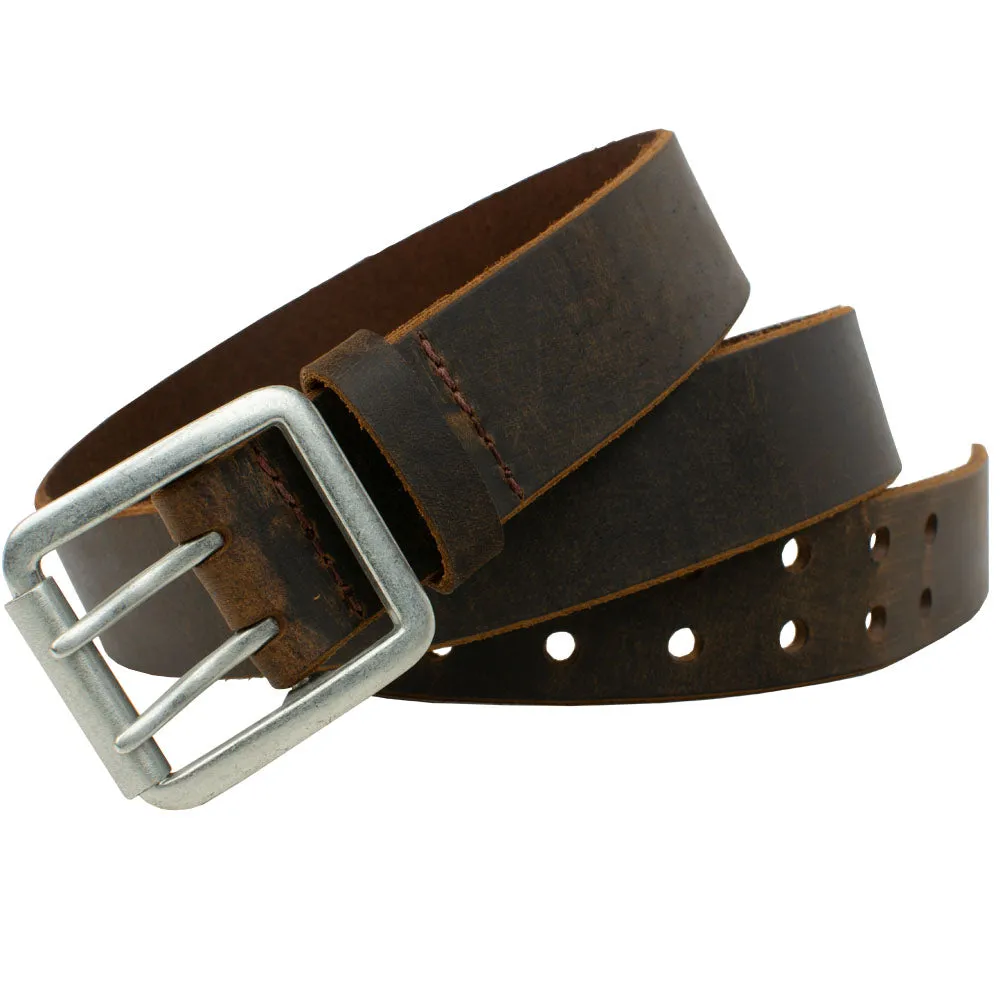 Ridgeline Trail Brown Distressed Leather Belt by Nickel Smart®