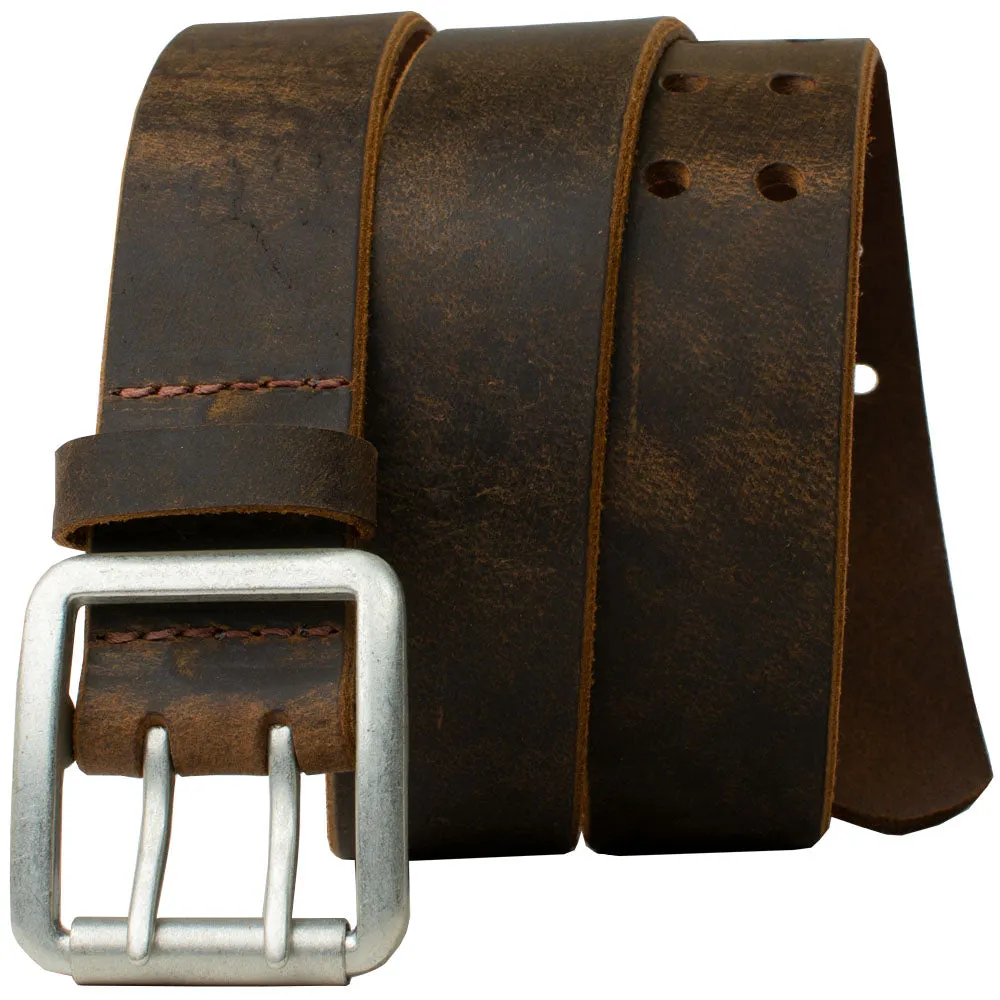 Ridgeline Trail Brown Distressed Leather Belt by Nickel Smart®