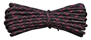 Round 3 mm Shoelaces Black with Cerise flecks for walking shoes or trainers