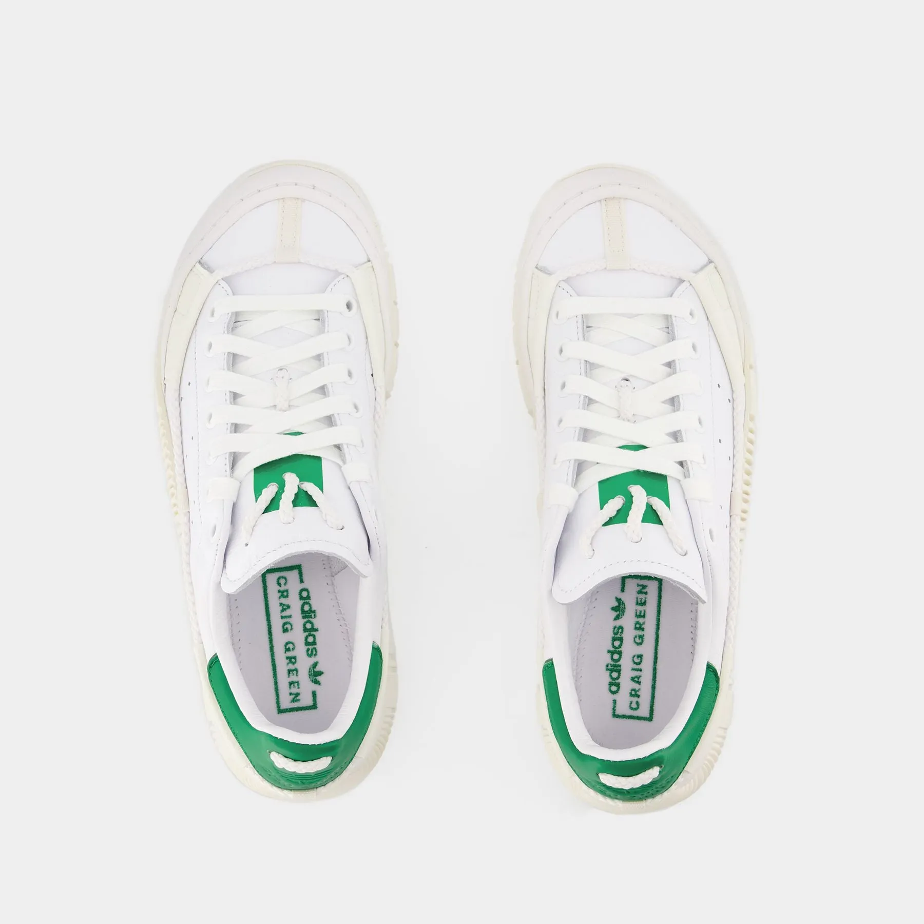 Scuba Stan Craig Green Sneakers in White Leather