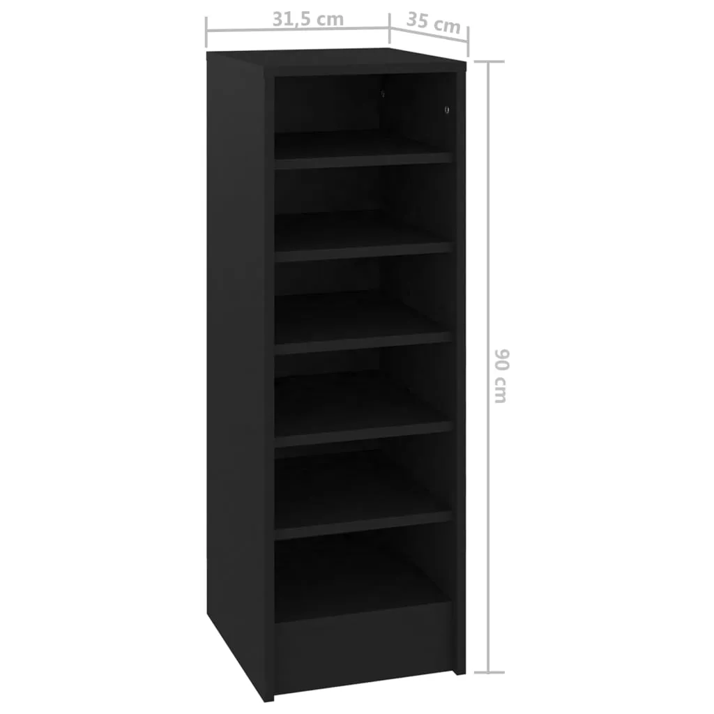 Shoe Cabinet Black 31.5x35x90 cm Engineered Wood