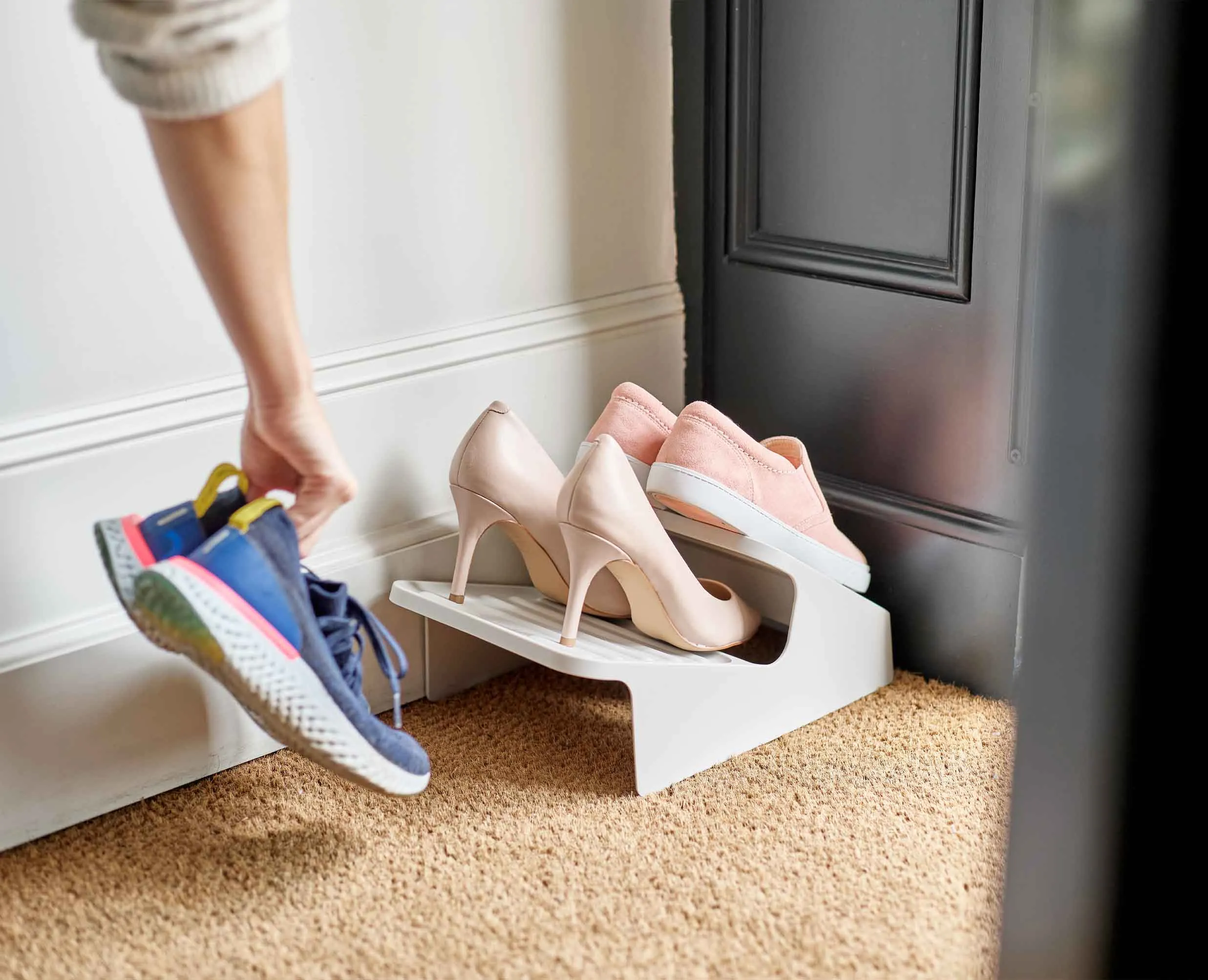 Shoe-In™ Space-saving Ecru Shoe Rack