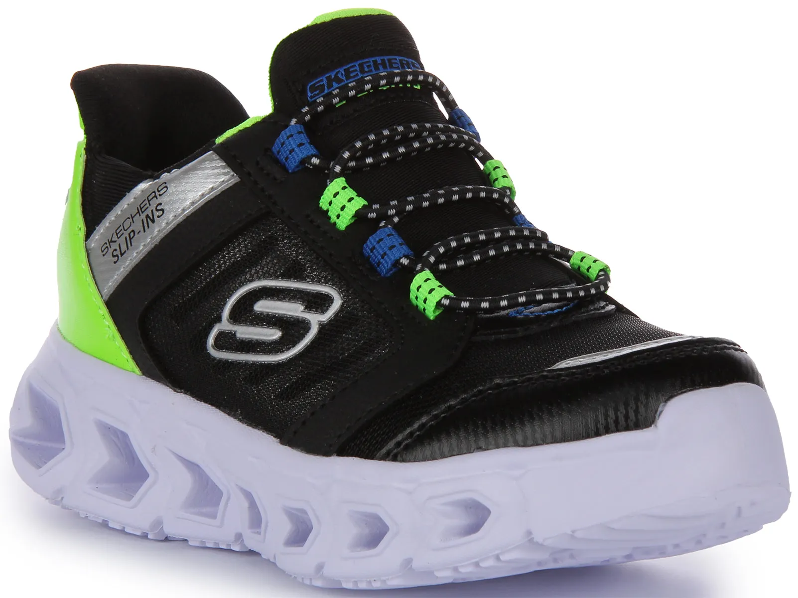 Skechers Hypno Flash 2.0 Slip Ins Black Green For Kids