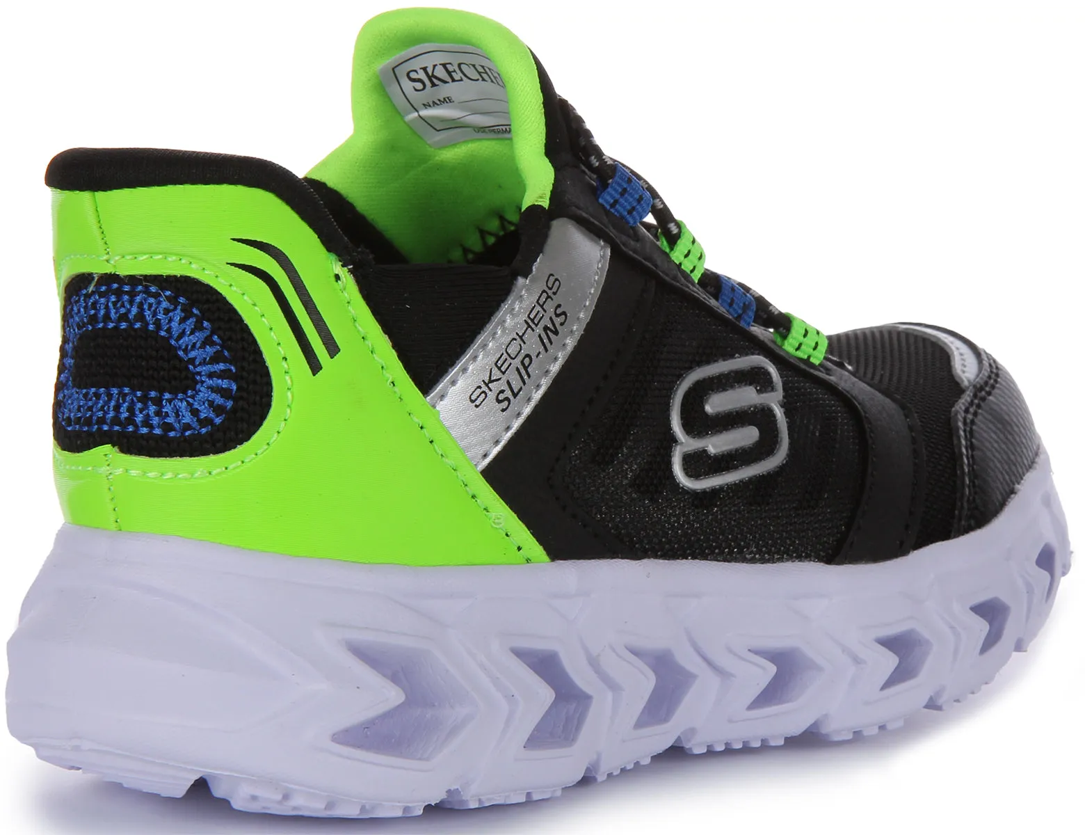 Skechers Hypno Flash 2.0 Slip Ins Black Green For Kids