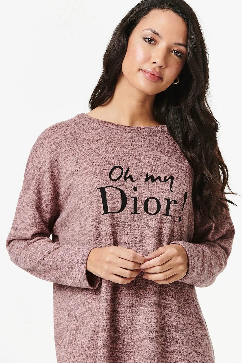 Slogan Print Long Sleeve Top