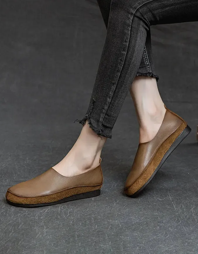 Soft Leather Slip-on Retro Flat Shoes