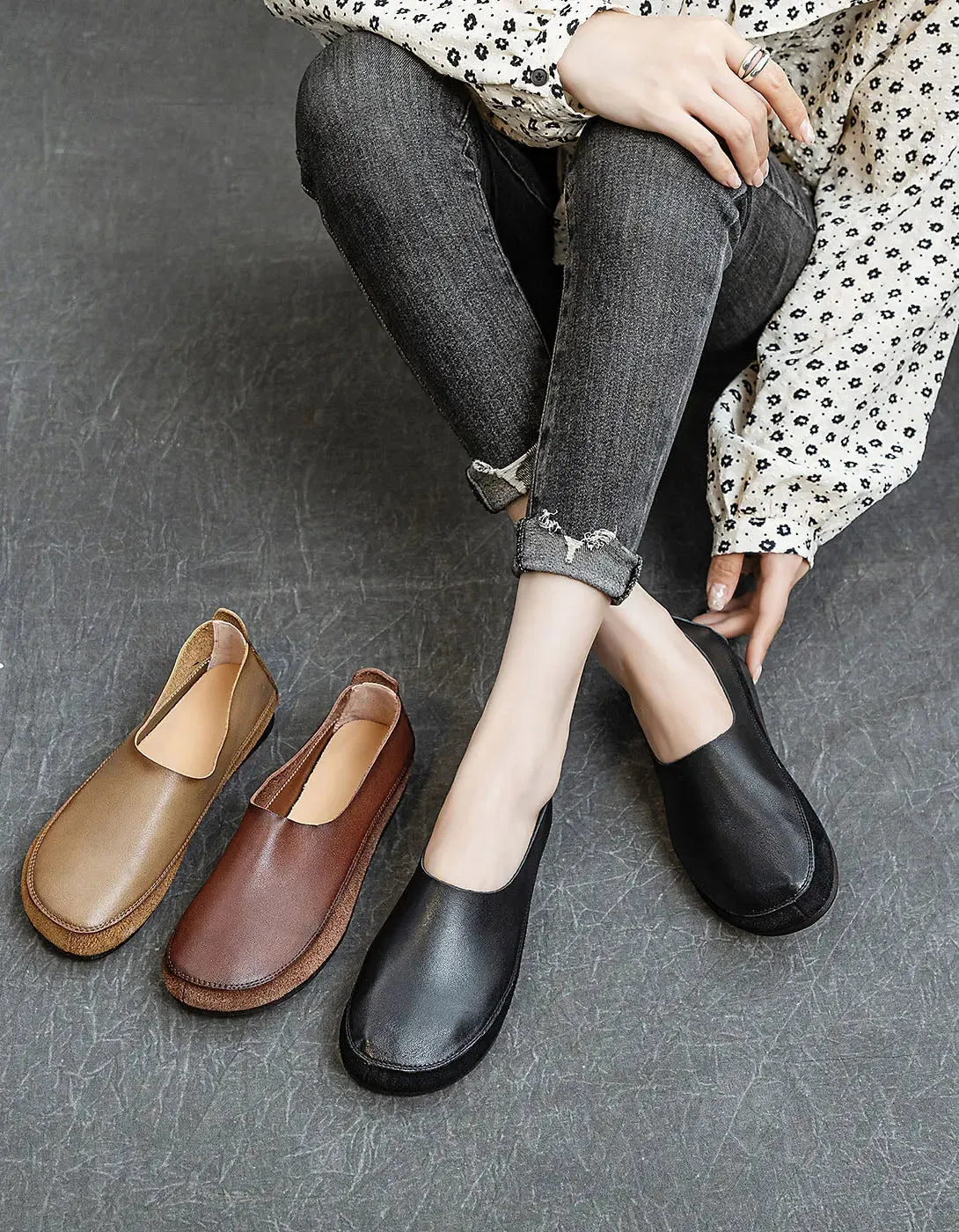 Soft Leather Slip-on Retro Flat Shoes