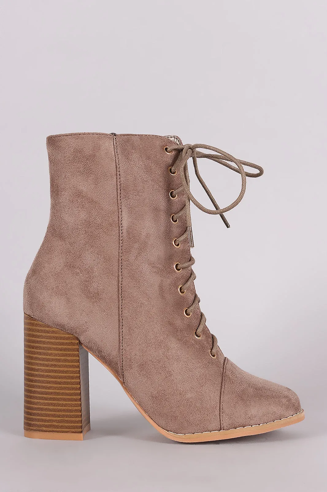 Suede Combat Chunky Heel Boots