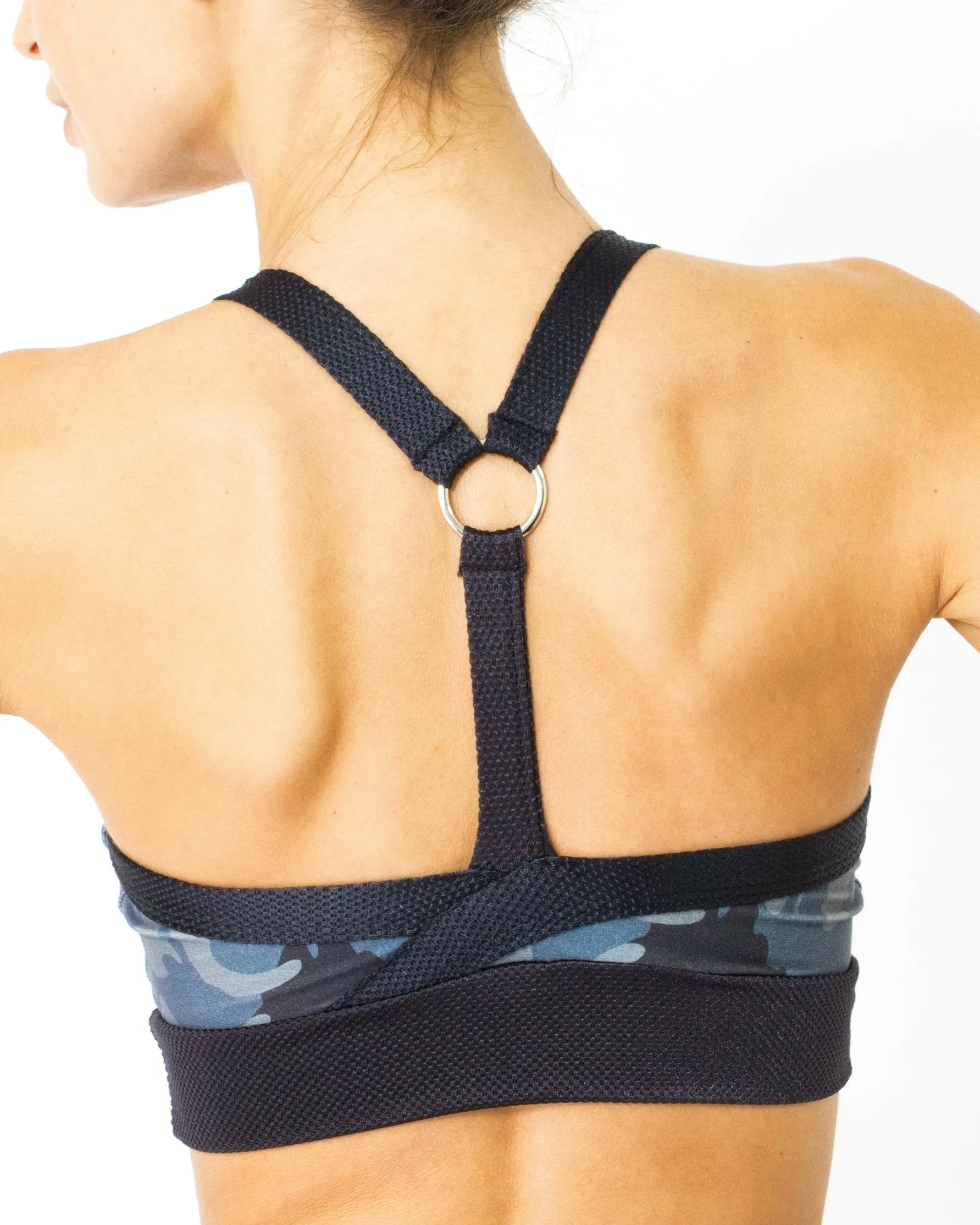 Supplex Sports Bra with Mesh Trim