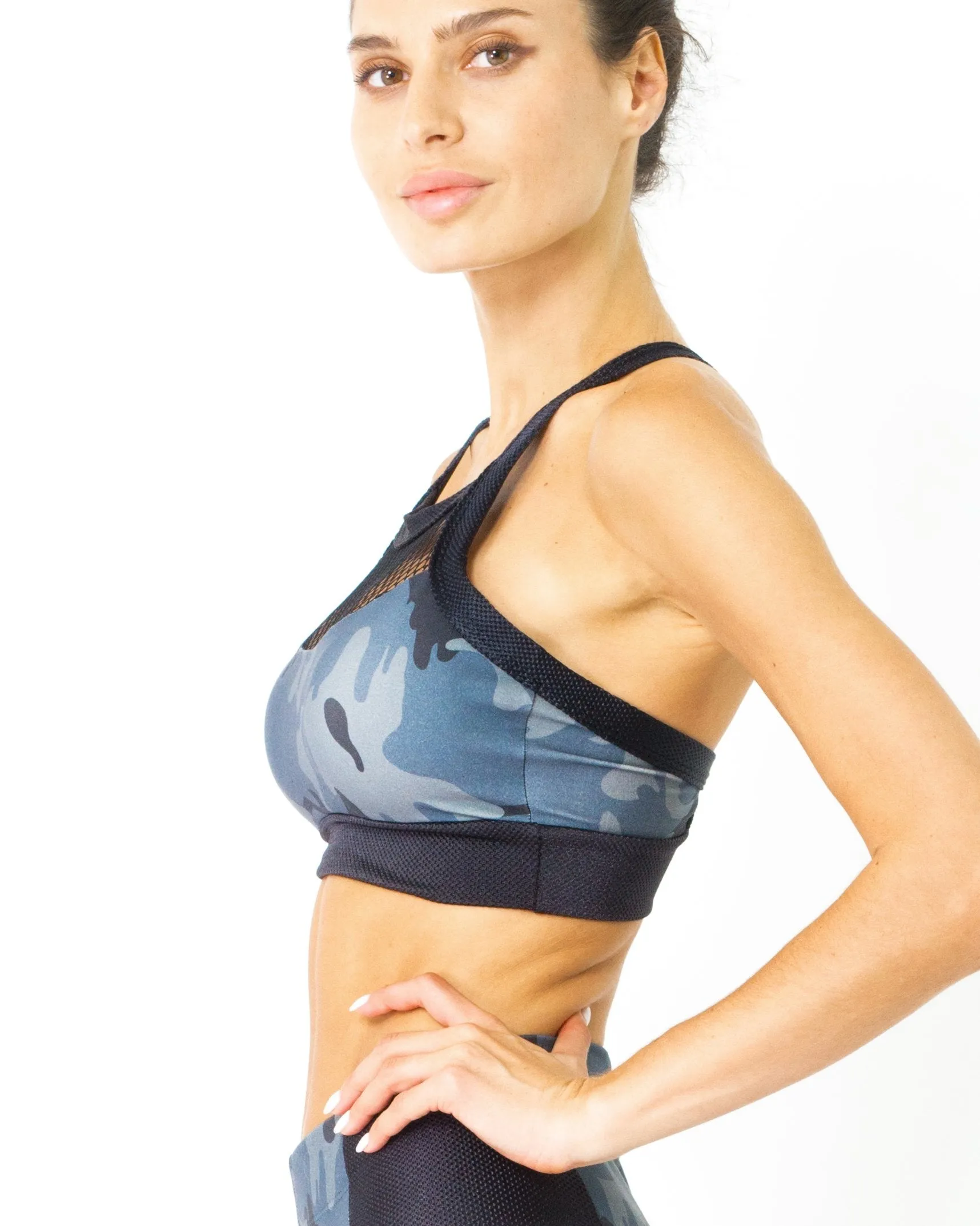 Supplex Sports Bra with Mesh Trim