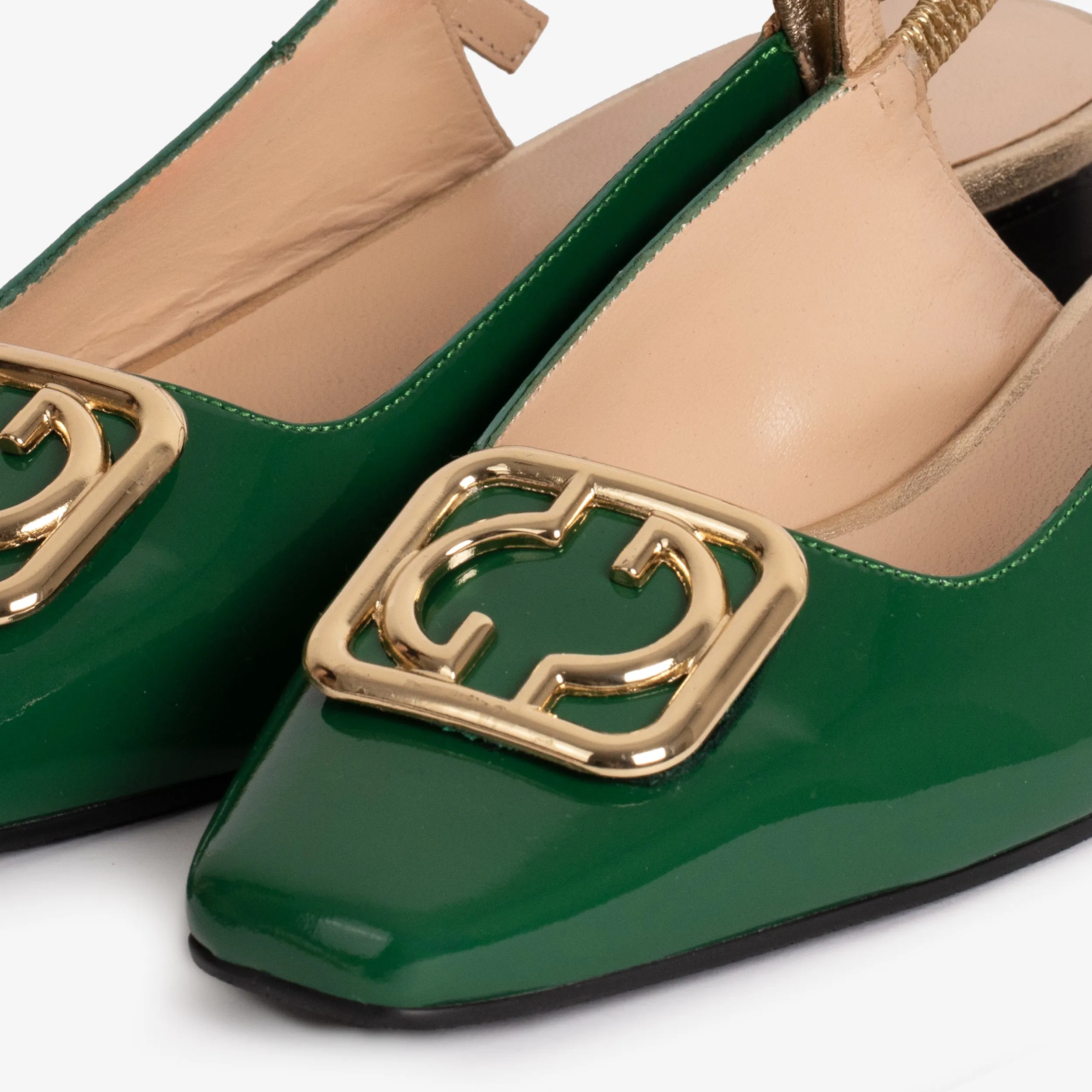 The Rosalinda Green Patent Leather Women Flat Slingback Shoe