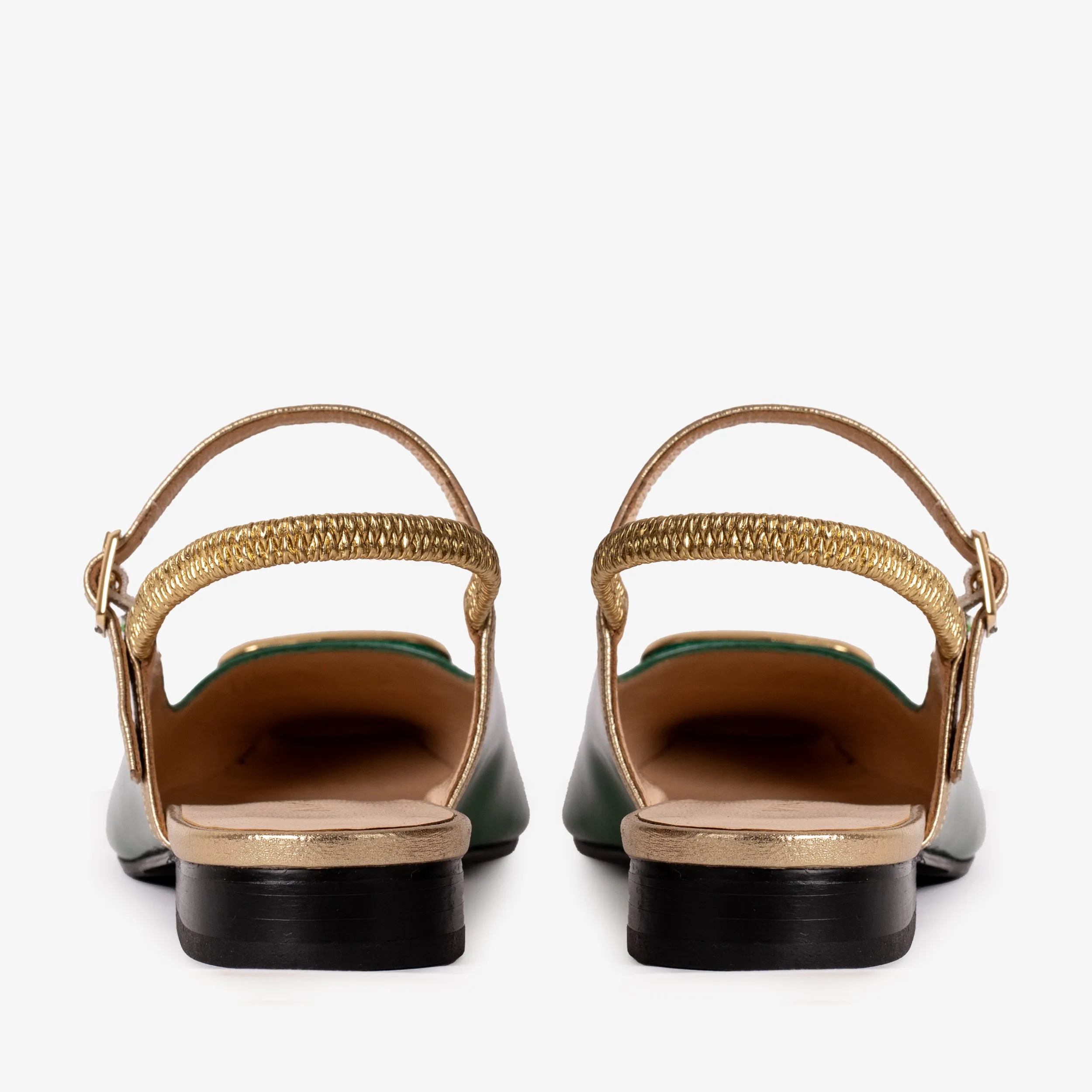 The Rosalinda Green Patent Leather Women Flat Slingback Shoe