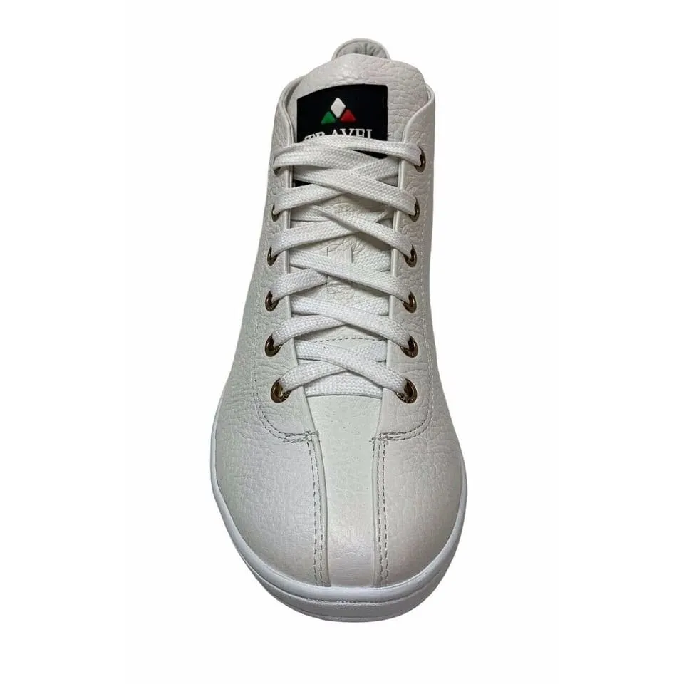 Travel Fox Malibu Men's White Nappa Leather Mid Top Sneakers 915601-07