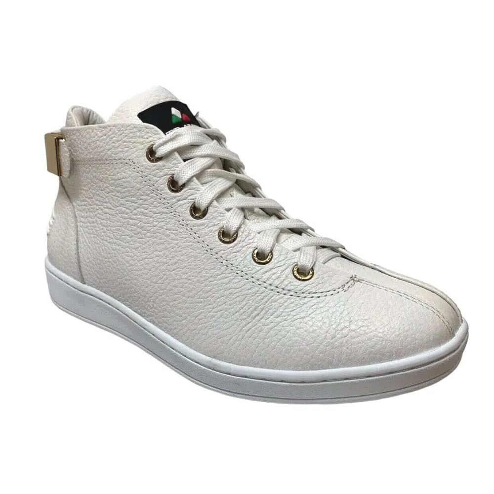 Travel Fox Malibu Men's White Nappa Leather Mid Top Sneakers 915601-07