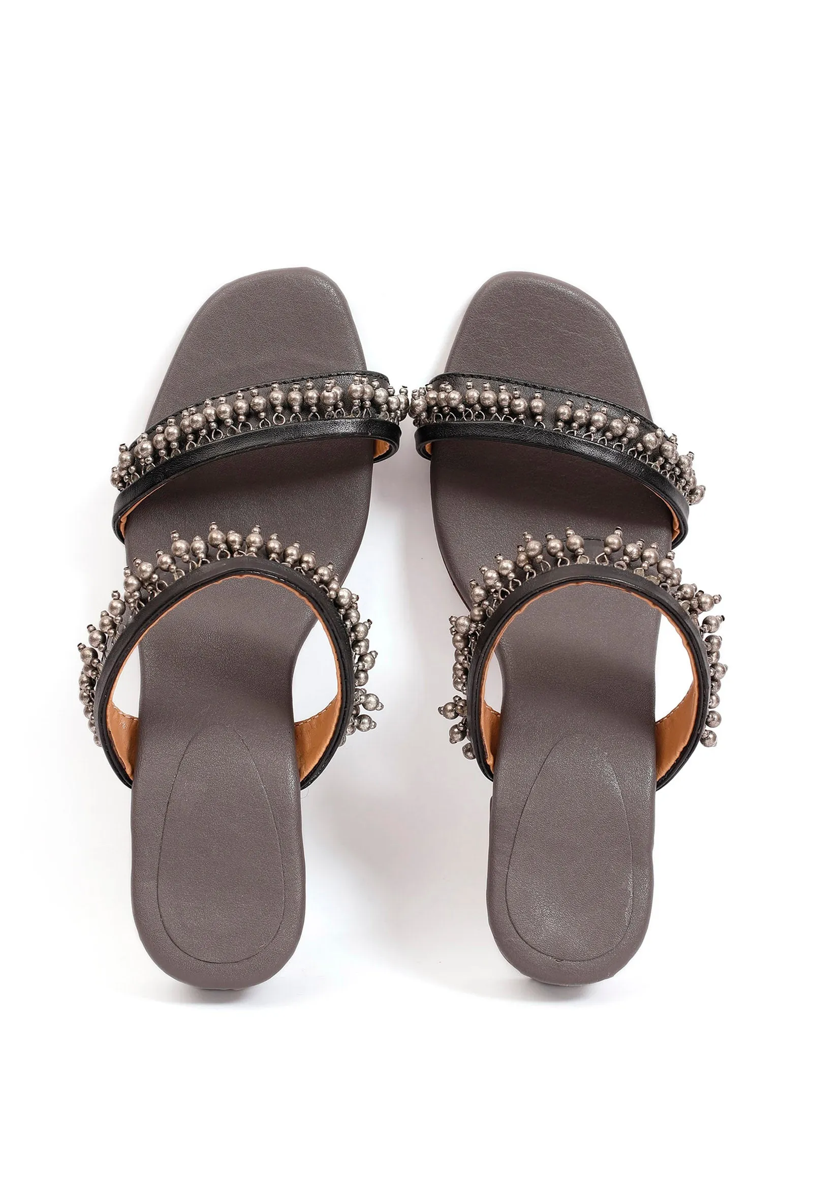 Trilochana Grey Ghungroo Strap Sandals