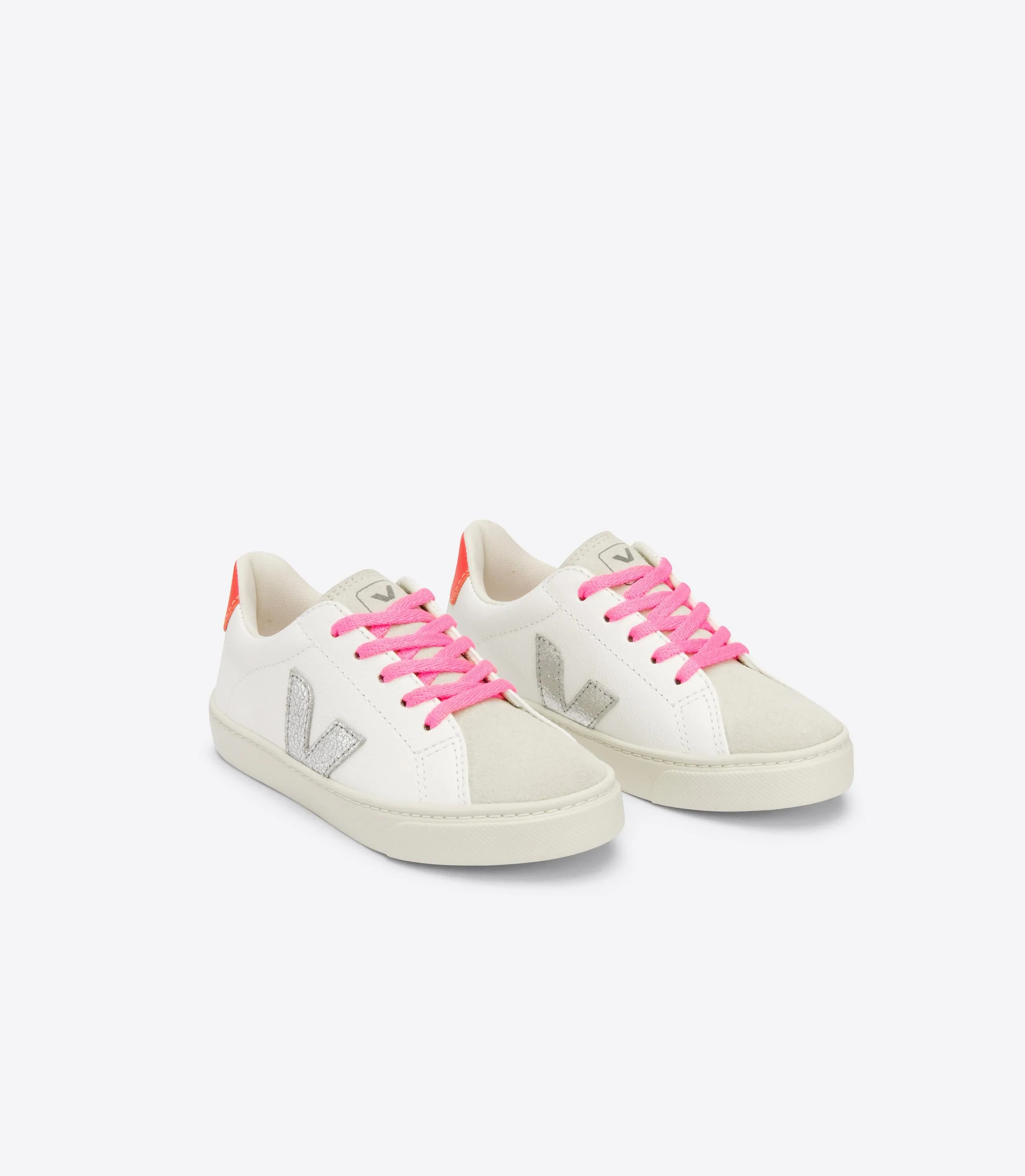 Veja Esplar Lace Girls White Silver Orange Trainer