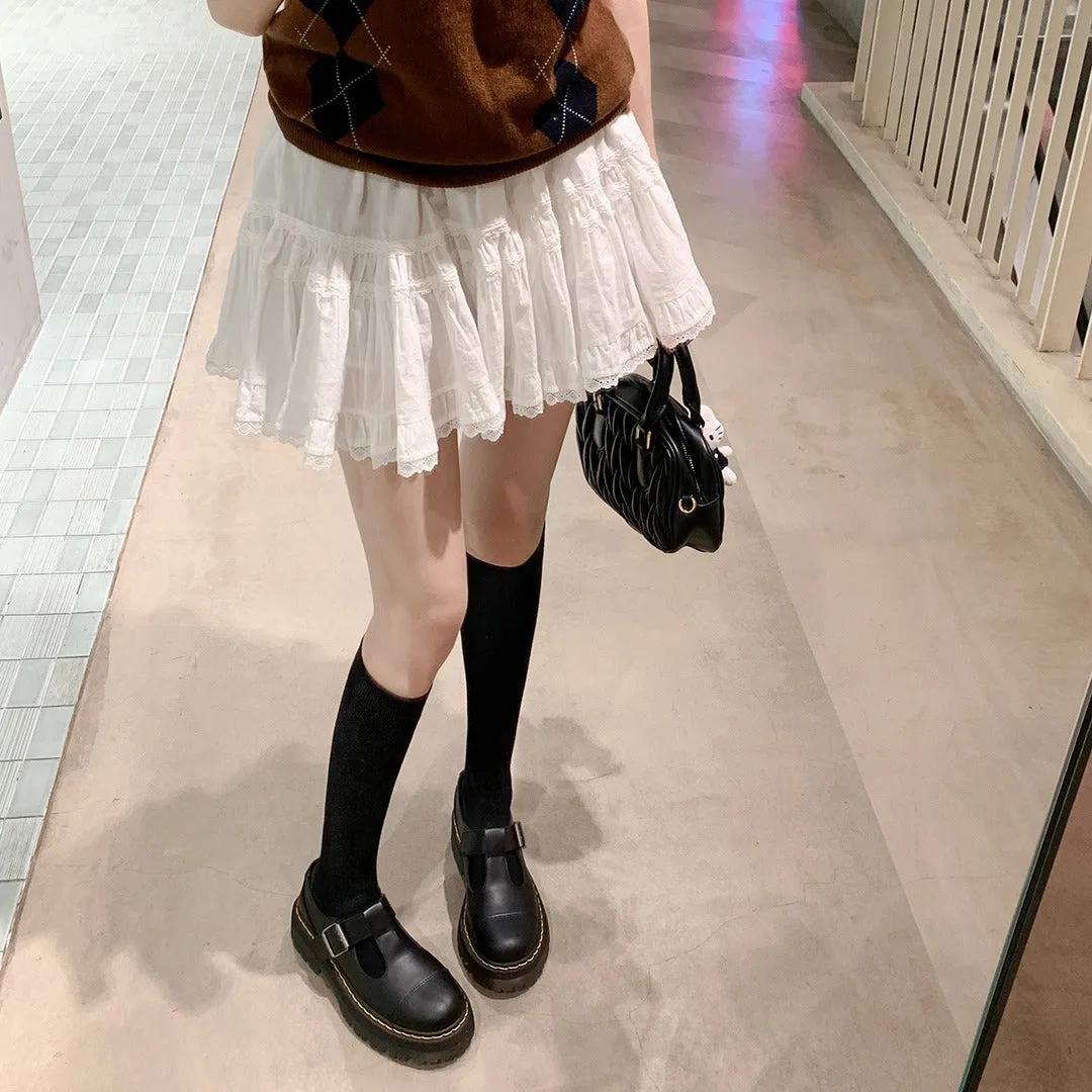 Wenkouban fall outfits idea mary jane shoes outfit skirts Single-Layer Shoes Women's Small Leather Shoes