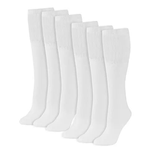 Women's  21"  Solid Tube Socks  -  (6-Pair)