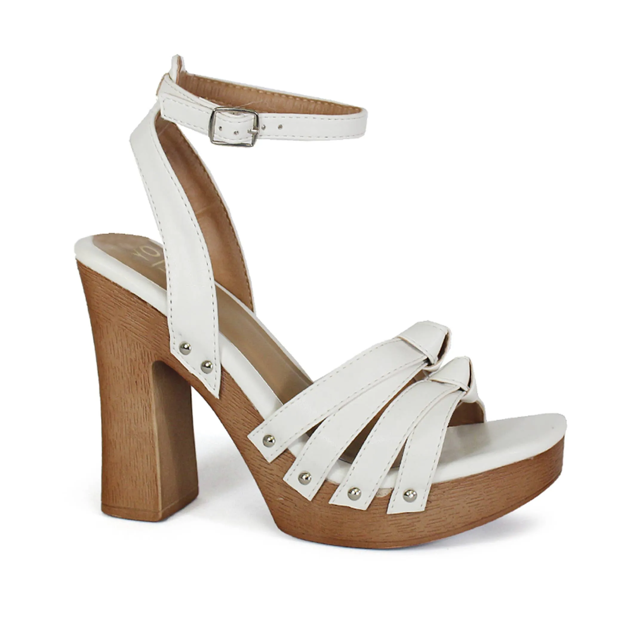 YOKI ARLESA-11 Women's Multiple Bow Straps Wood Heel Sandals